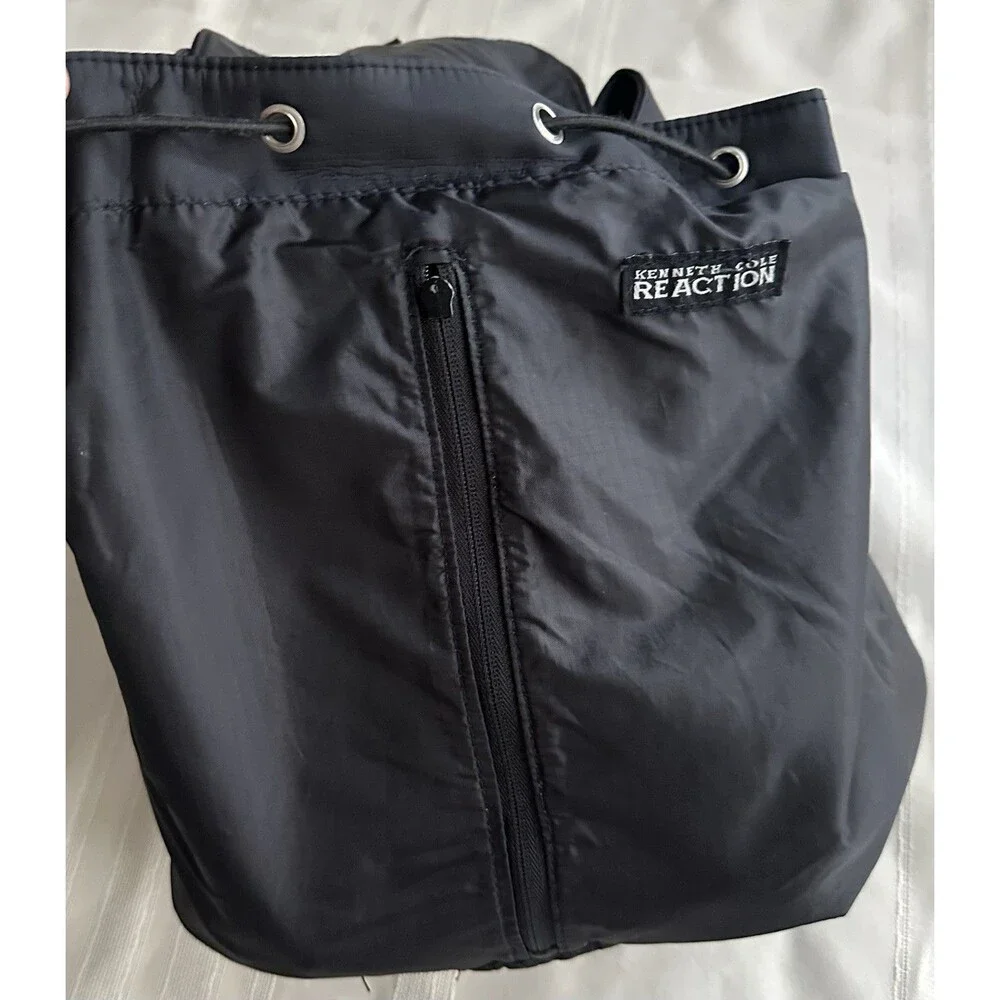 Kenneth Cole Reaction Black Nylon Backpack Buckle Strap Adjustable Large 18”x 12